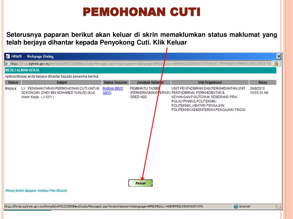 Submodul Pengurusan Cuti Modul Pengurusan Saraan Faedah Ganjaran